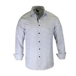 Rickie True Modern-Fit Long-Sleeve Dress Shirt // White + Blue (M)