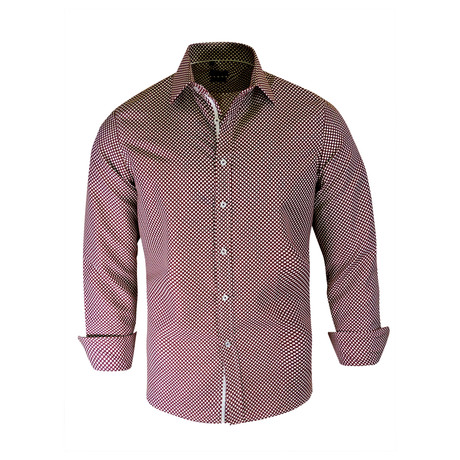 Andre True Modern-Fit Long-Sleeve Dress Shirt // Burgundy (S)