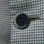 Rolling 3 Button Houndstooth Blazer // Green + Blue (US: 36S)