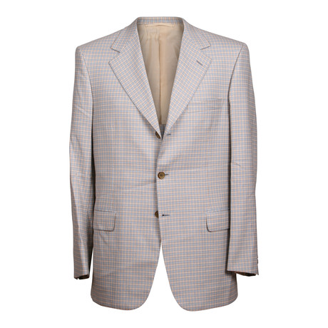 Super 150s Check 3 Button Blazer // Blue (US: 36R)