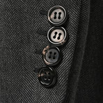 Rolling 3 Button Fishbone Cashmere Blazer // Silver + Gray (US: 36R)