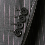 Super 180s Striped Rolling 3 Button Suit // Gray (US: 36R)