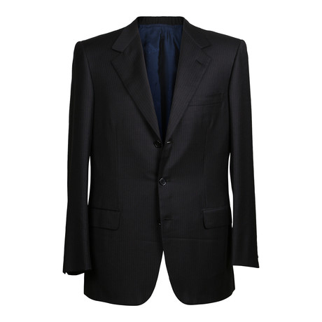Super 150s Striped Rolling 3 Button Suit // Navy Blue (US: 36R)