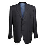 Super 150s Striped Rolling 3 Button Suit // Blue + Gray (US: 36R)