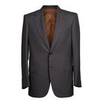 Super 180s Striped 3 Rolling Button Suit // Blue + Gray (US: 36R)