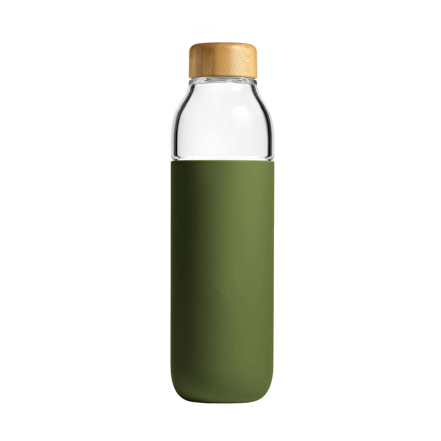 Glass Water Bottle with Silicone Sleeve - Emerald 17oz