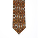 Isaia Art Deco Pattern Tie // Brown