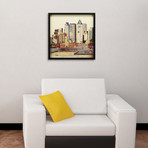 "New York City Skyline I" Dimensional Graphic Collage Framed Under Glass Wall Art
