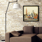 "New York City Skyline III" Dimensional Graphic Collage Framed Under Glass Wall Art