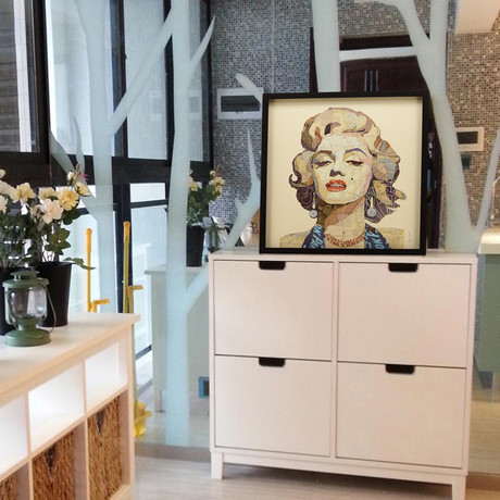 "Homage to Marilyn" Dimensional Graphic Collage Framed Under Glass Wall Art