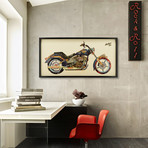 "Los Angeles Rider" Dimensional Graphic Collage Framed Under Glass Wall Art