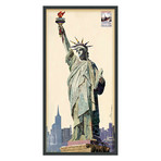 "Lady Liberty" Dimensional Graphic Collage Framed Under Glass Wall Art