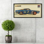 "Ford Torino" Dimensional Graphic Collage Framed Under Glass Wall Art