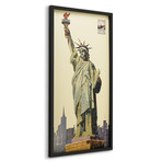 "Lady Liberty" Dimensional Graphic Collage Framed Under Glass Wall Art