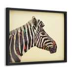 "Zebra" Dimensional Graphic Collage Framed Under Tempered Glass Wall Art