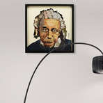 "Einstein" Dimensional Graphic Collage Framed Under Glass Wall Art