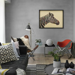 "Zebra" Dimensional Graphic Collage Framed Under Tempered Glass Wall Art
