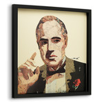 "Godfather" Dimensional Graphic Collage Framed Under Glass Wall Art