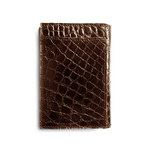 Crocodile Gussetted Card Case // Brown