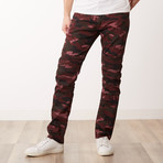 Classic Moto Jean // Burgundy Camo (30WX30L)