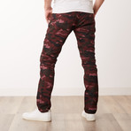 Classic Moto Jean // Burgundy Camo (30WX30L)