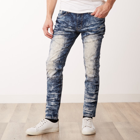 Faded Moto Jean // Light Blue (30WX30L)