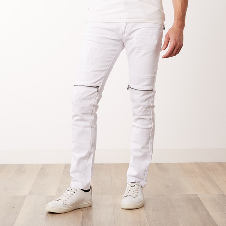 Zip Knee Jean // White (30WX30L)