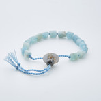 Dell Arte // Adjustable Aa Grade Tanzanian + Aquamarine Shambala Bracelet // Blue