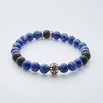 Onyx + Lapis Lazuli + Howlite Feather Charm Bracelet // Blue