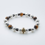 Dell Arte // Tiger Eye + Lava Stone + Black Onyx Beaded Bracelet // Multicolor