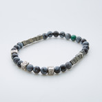 Dell Arte // Snowflake Agate Bead + Square Pyrite Bracelet