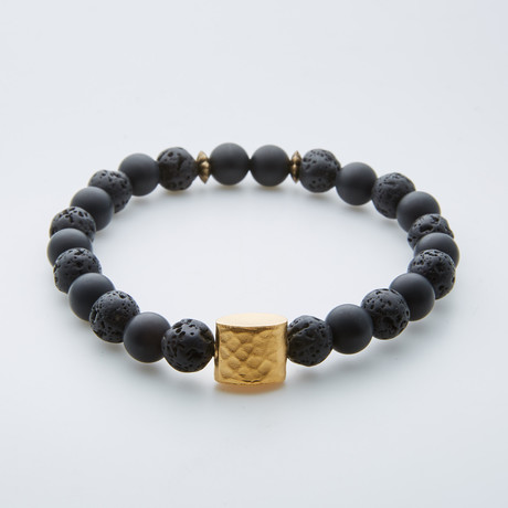 Dell Arte // Lava Stone + Onyx Bracelet // Black + Gold