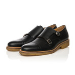 Crepe Sole Double Monk-Strap Shoes // Black (Euro: 41)