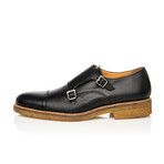 Crepe Sole Double Monk-Strap Shoes // Black (Euro: 46)