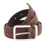 Suede Texture Leather Belt // Brown // 90 cm // 36" Waist