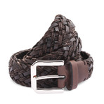 Double Weave Leather Belt // Dark Brow // 95 cm // 38" Waist