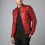 Hamilton Lamb Leather Biker Jacket // Red (Euro: 46)