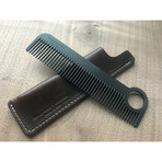 Model No. 1 Carbon Fiber Comb + Horween Leather Case (Dublin Black)