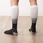 Classic Stripes Compression Socks // Black + Gray (M)