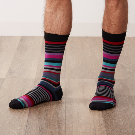 Best Dressed Socks // Black + Multi Stripes