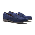 Blue Suede Penny Loafer // Goodyear Welted Construction // Royal Blue Suede (US: 8.5)