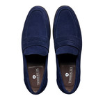 Blue Suede Penny Loafer // Goodyear Welted Construction // Royal Blue Suede (US: 8.5)