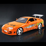 Fast + Furious // Brian's 1993 Toyota Orange Supra + 1995 Toyota White Supra 1:24 // Premium Display // Set of 2