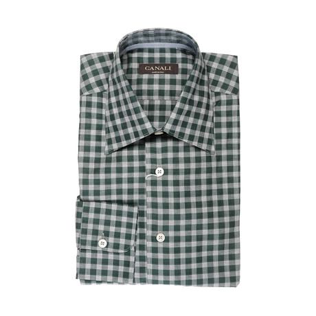 Plaid Modern Fit Shirt // Green + Gray (S)