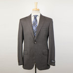 Striped Wool 2 Button Suit // Brown (Euro: 50R)