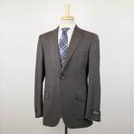 Striped Wool 2 Button Suit // Brown (Euro: 48S)