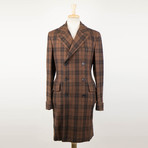 Belvest // Plaid Cashmere Double Breasted Coat // Brown (Euro: 48S)