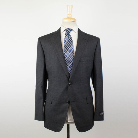 Houndstooth Wool Blend 2 Button Suit // Gray (Euro: 48S)