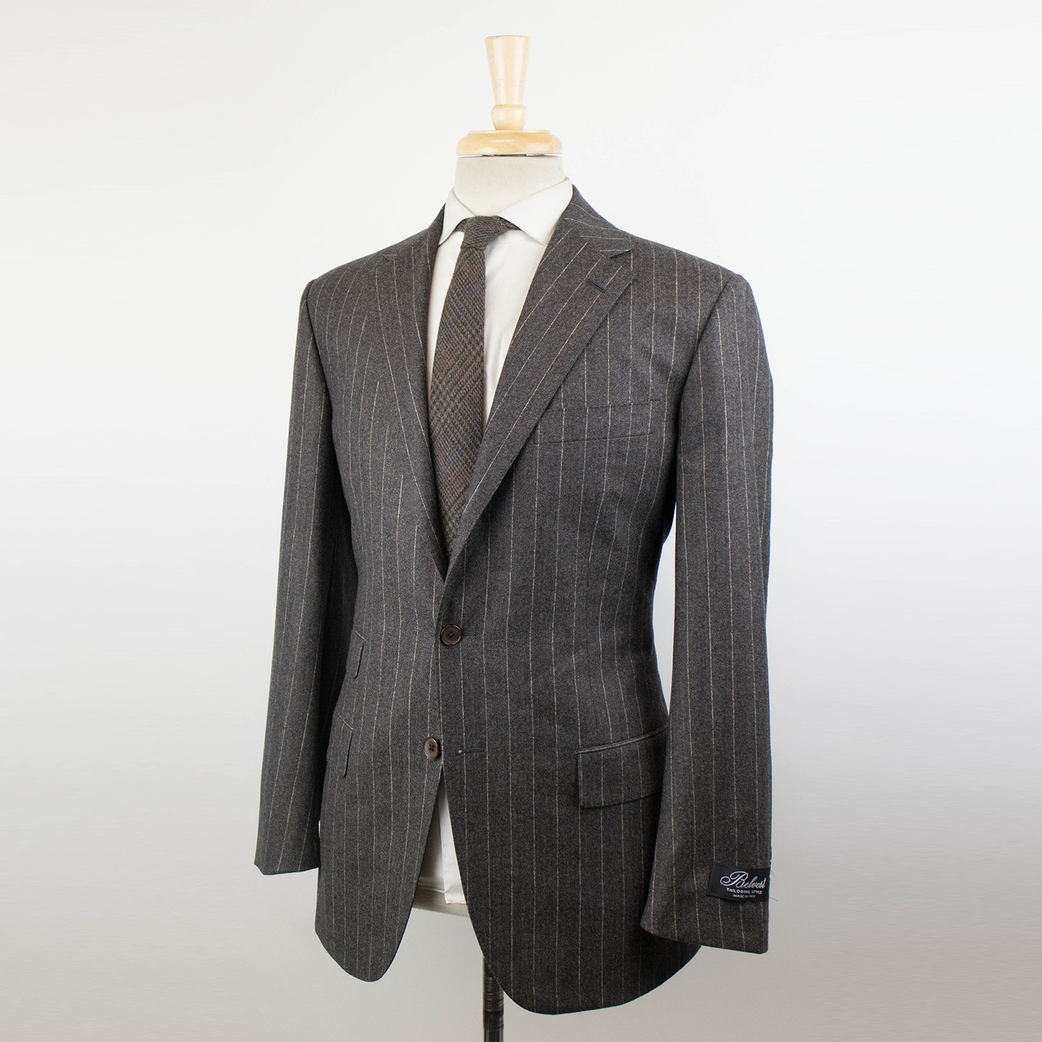 Striped Wool 3 Roll 2 Button Suit // Brown (Euro: 48S) - Belvest ...