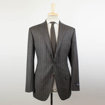 Striped Wool 3 Roll 2 Button Suit // Brown (Euro: 49R)